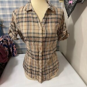 Casual Plaid Button-Down Shirt for Women